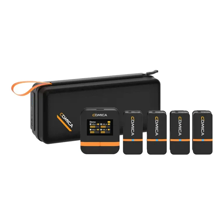 کیف حمل سخت، فرستنده‌ها و گیرنده میکروفون بی‌سیم کامیکا چهار کاربره مدل Vimo Q