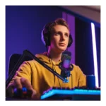 پسری در حال ضبط ویدیو استریم با میکروفون بی‌سیم استودیویی کامیکا مدل Ejoy Uni Pro A