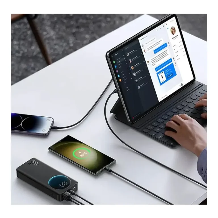 اتصالات همزمان به پاور بانک جوی‌روم مدل JR-PBF02 ظرفیت 20000 میلی‌آمپر‌ساعت