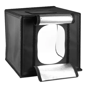 دریچه جلو خیمه عکاسی LED دار تک‌حالته (نور سفید) فوتوکس 40 در 40 سانتی‌متر