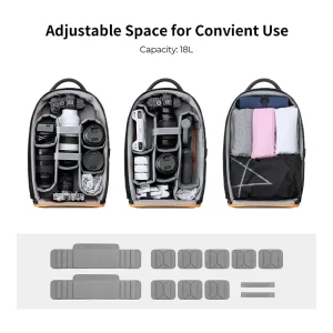 جداسازی فضای داخلی کوله‌پشتی دوربین کی اند اف کانسپت مدل Urban Wander 05 با جداکننده های چسبی متحرک