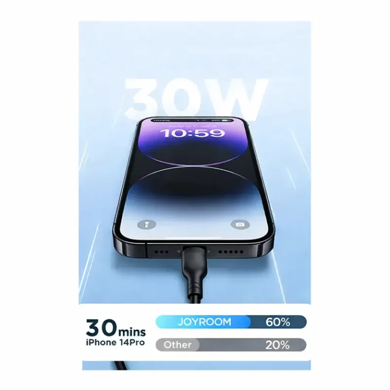 فناوری شارژ سریع کابل USB-C به Lightning جوی‌روم مدل SA26-CL3