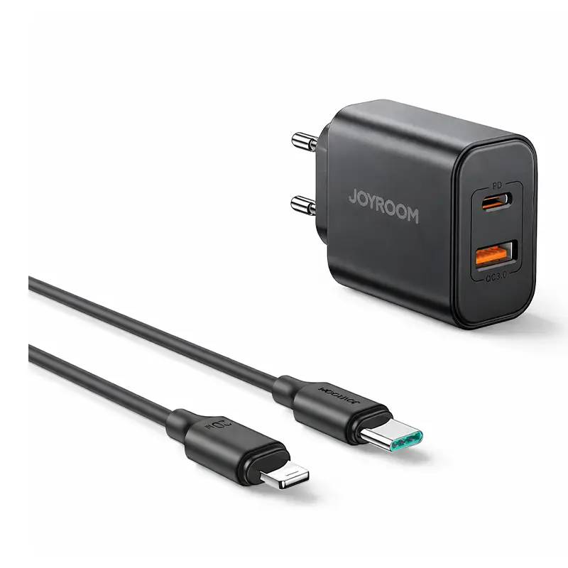 joyroom-tcf05-20w-charging-adapter-kit-with-lightning-cable-142001008-pic-01 آداپتور شارژ 20 وات جویروم مدل TCF05 بههمراه کابل Lightning