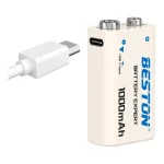باتری کتابی 9 ولت شارژی بستون مدل 9VC-10VC ظرفیت 3700 میلی‌وات‌ساعت با کابل USB-C