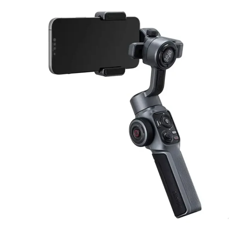 نمای روبروی گیمبال موبایل ژیون مدل Smooth‑5s به همراه موبایل